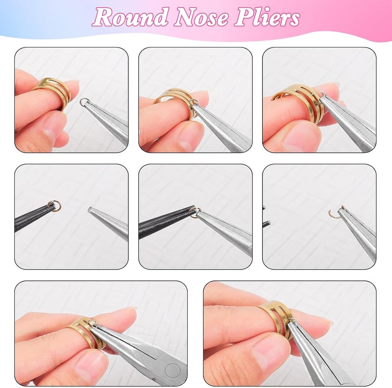 URSKYTOUS 5Pcs Jewelry Pliers Set Jewelry Making Pliers Tools Kit Include Jewelry Making Needle Nose Chain Nose Round Bent Pliers Wire Cutter for Bracelet Beading DIY Craft Jewelry Making Supplies - Image 5